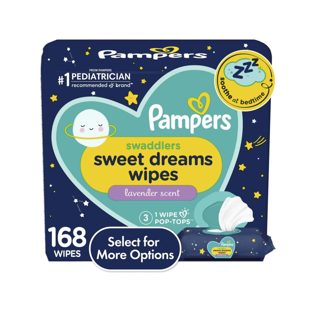 Pampers Sweet Dreams Nighttime Lavender Baby Wipes 3X Flip-Top Packs 168ct